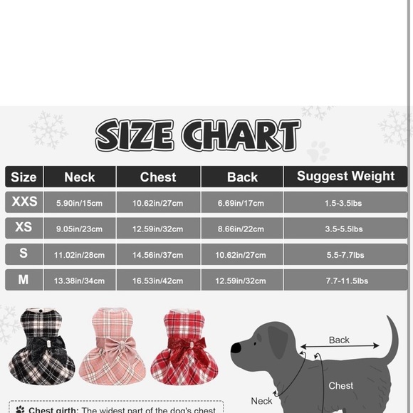 Dress Plaid Dog Sweaters for Small Dogs Girl Winter Pet Dress Small Dog Outfits - Picture 5 of 9